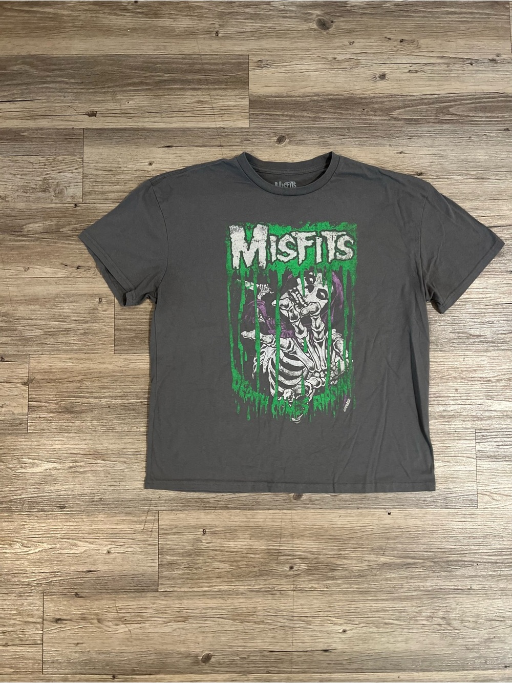 MISFITS Shirt Gray Death Comes Ripping Vintage Style Shirt Large L